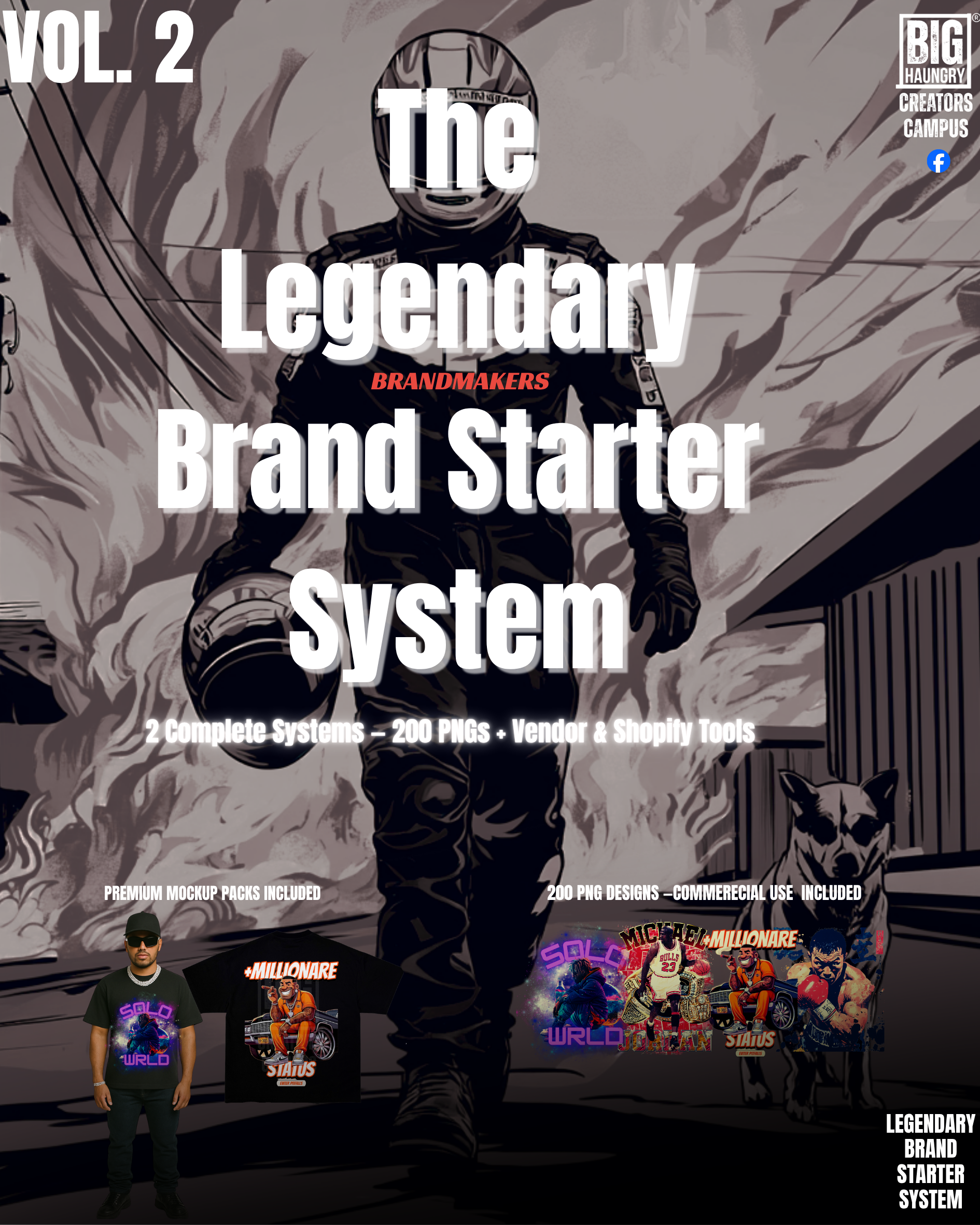 Legendary Brand Starter System Vol 2 – 200 PNGs, Mockups, Vendor & Shopify Tools